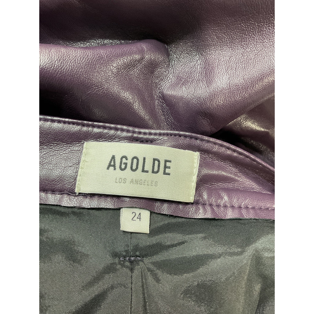 Agolde Recycled Black Leather 90's Pinch Waist Pants Size 24