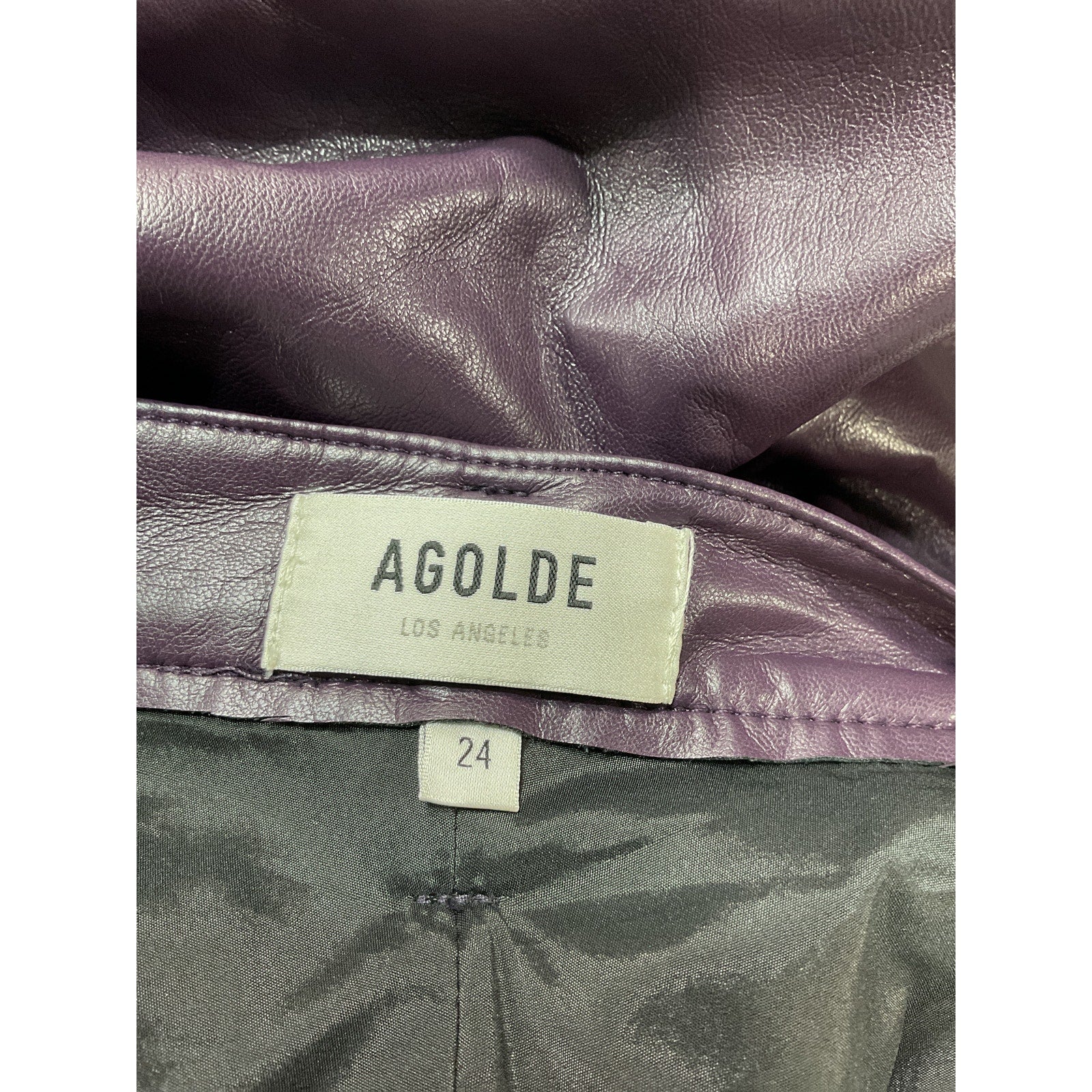 Agolde Recycled Black Leather 90's Pinch Waist Pants Size 24