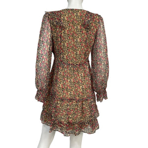 Joie Floral Pale Khaki Multi Tan Adanson Dress Size 4