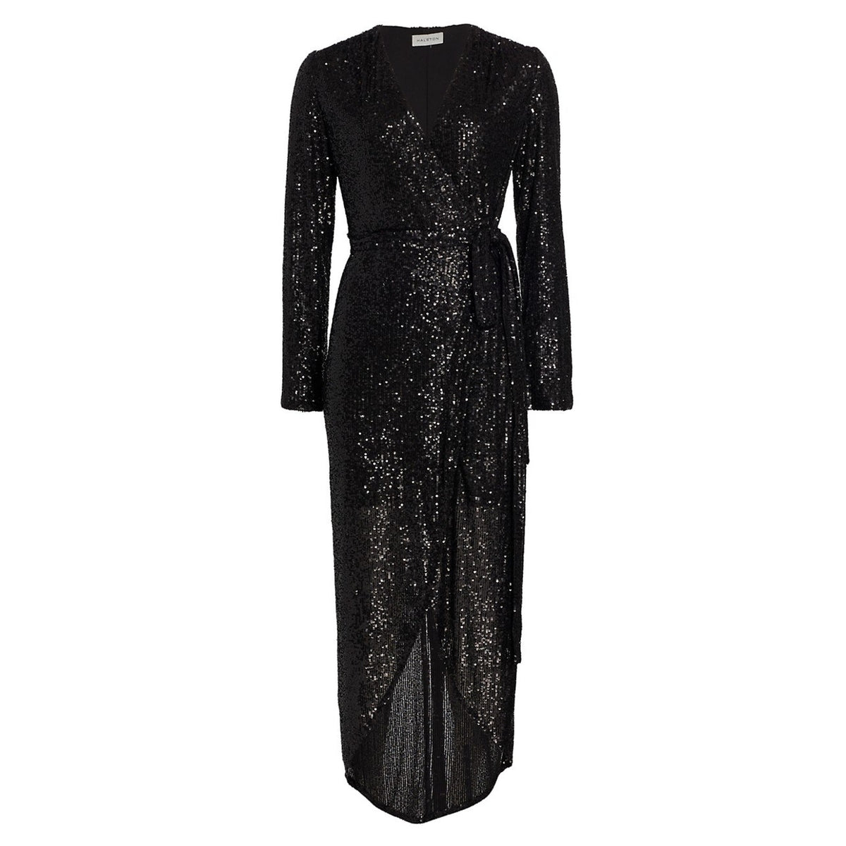 Halston Sequined Black Falan Dress Size 6