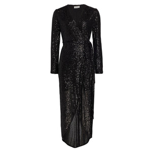 Halston Sequined Black Falan Dress Size 6
