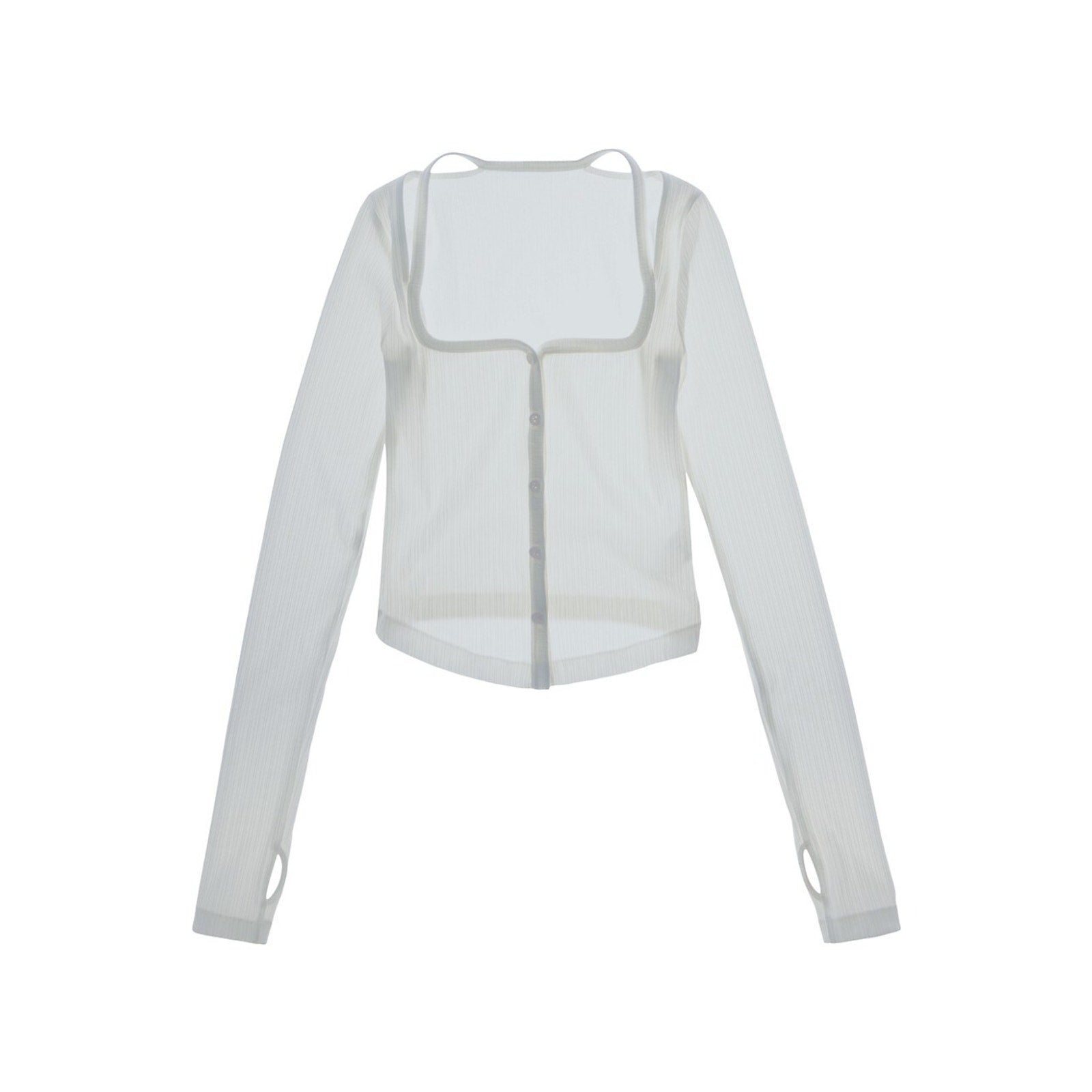 Helmut Lang 'Square' White Square Neck Long Sleeve Cardigan Size S