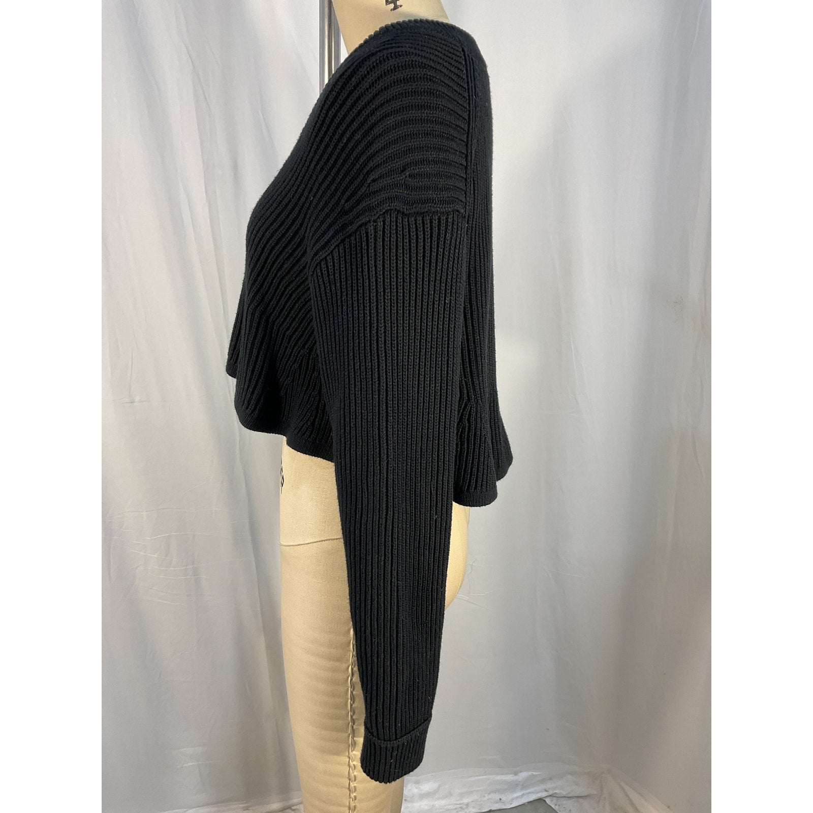 Alexander Wang 'Cropped' Black V Neck Sweater Size XS
