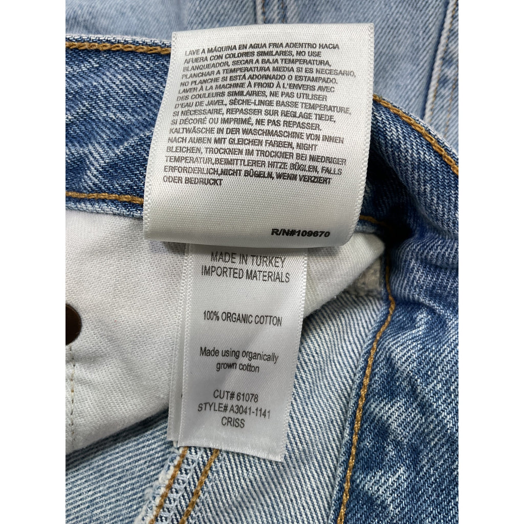 Agolde Crisscross Blue Cotton Raw Hem Denim Miniskirt Size 29