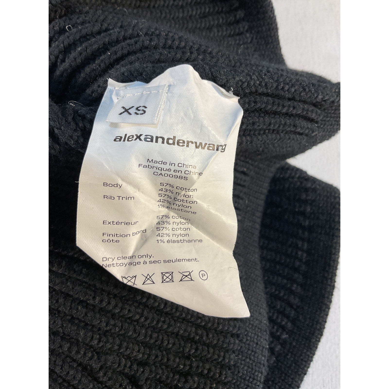 Alexander Wang 'Cropped' Black V Neck Sweater Size XS