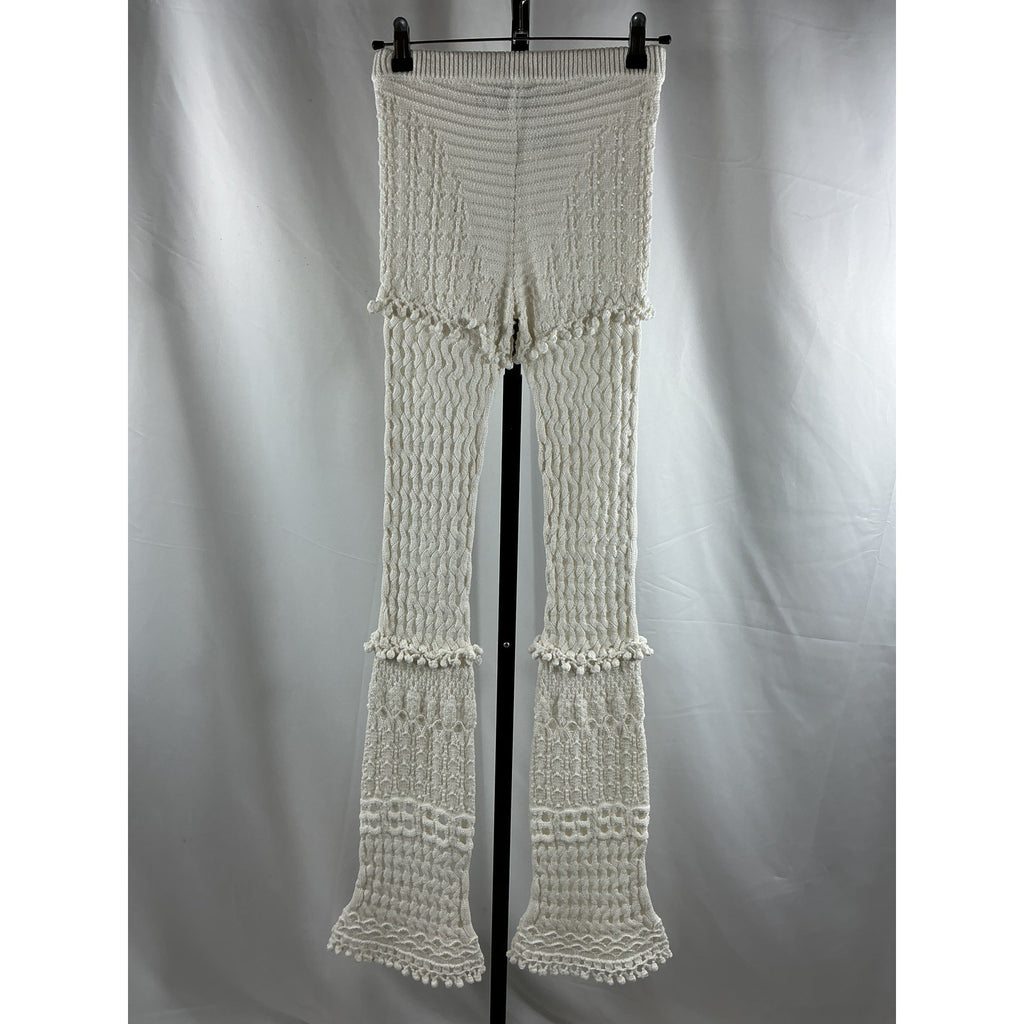 Retrofete 'Kyla' White Cotton Knit Crochet Pant Size XS