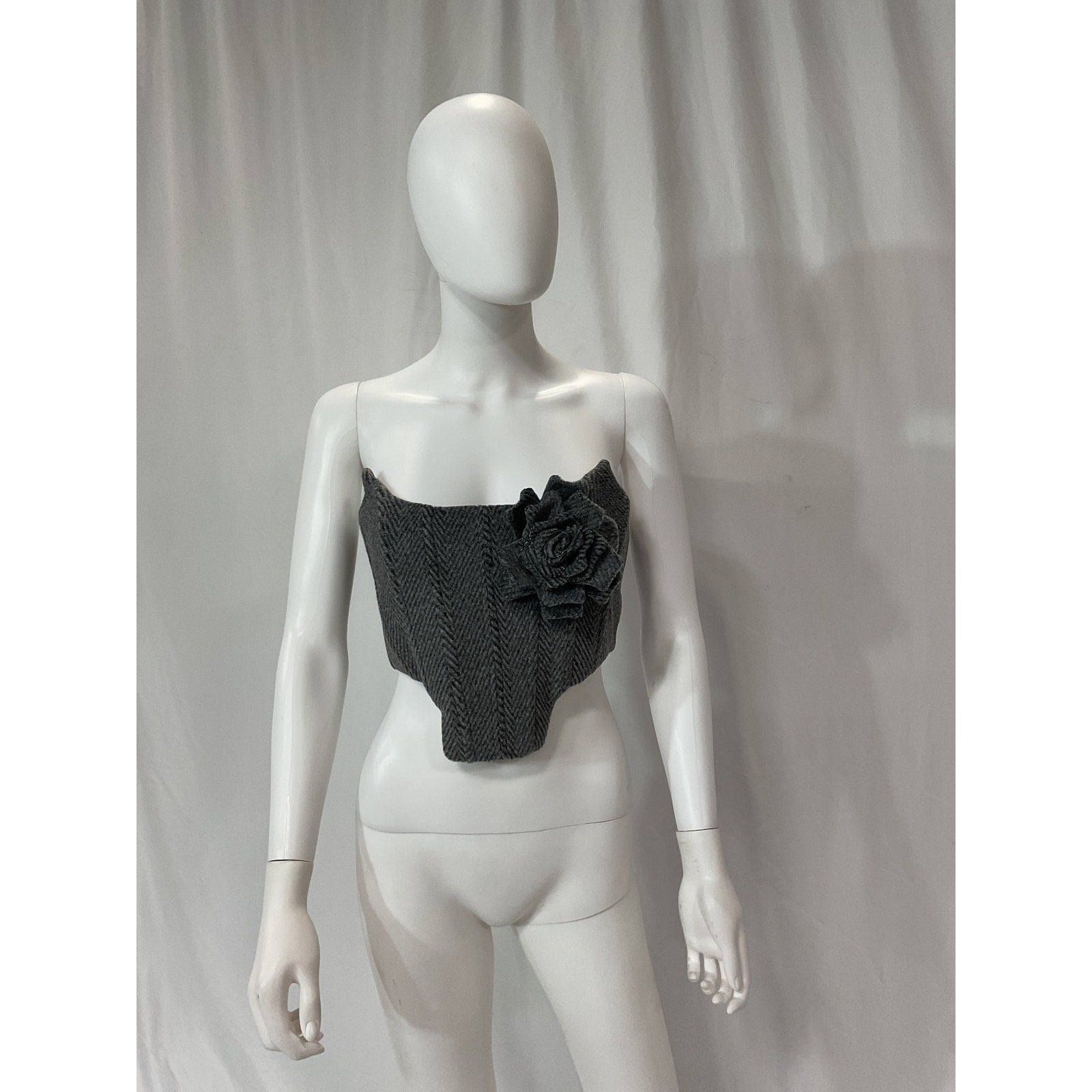 Giuseppe Di Morabito 'Bustier' Grey With Rose Blouse Top Size S