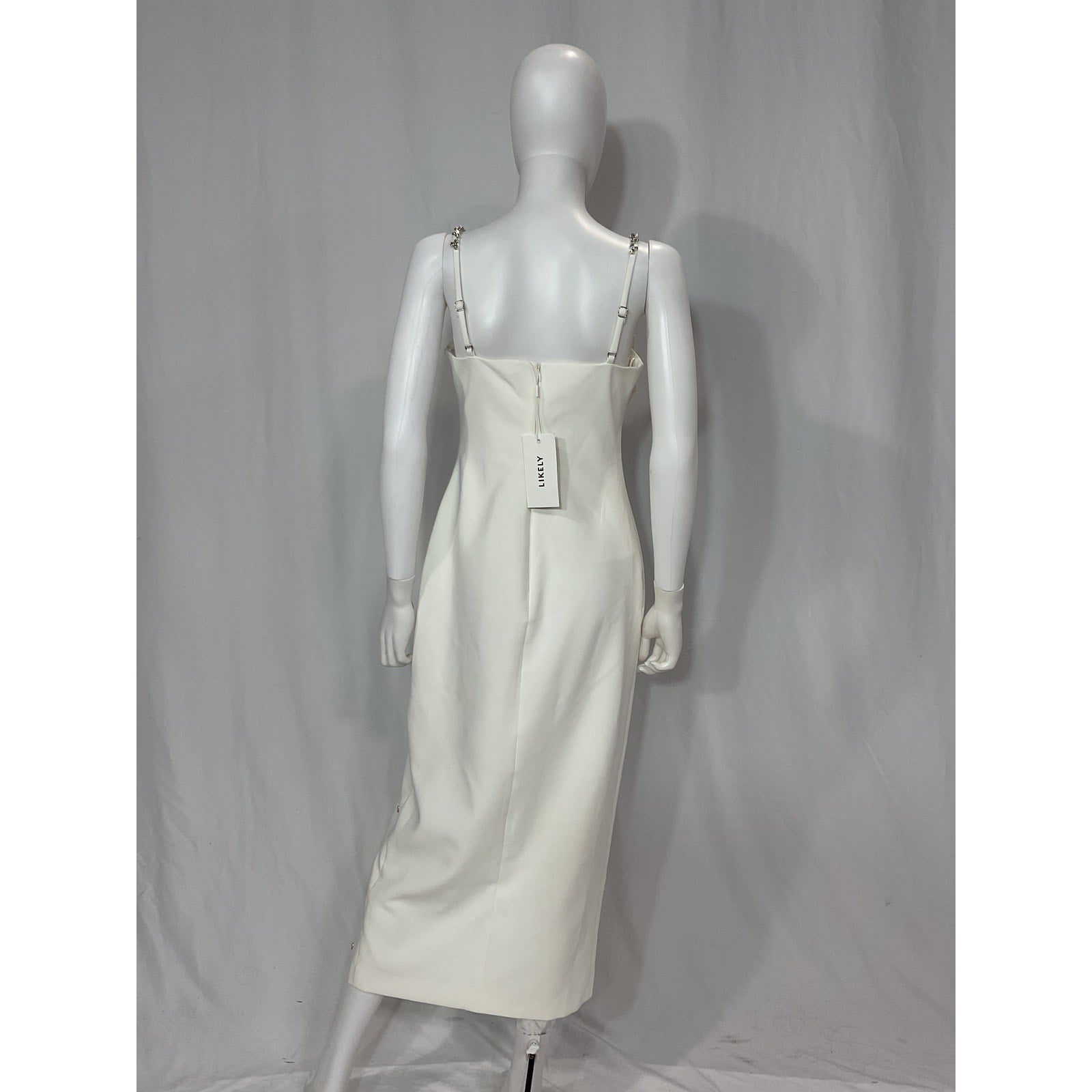 Likely 'Domenica' White Crystal Embellished Satin Bow Crepe Dress Size 6 - NWT