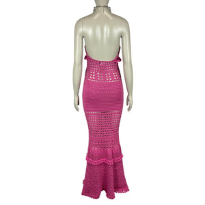 Retrofete Crochet Fuchsia Mesa Dress Size S