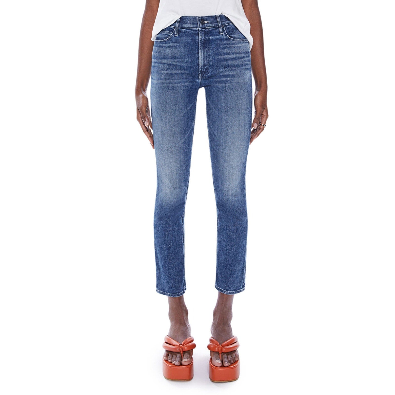 Mother 'The Dazzler' Blue Cotton High Waist Ankle Straight Leg Denim Jean Size 27