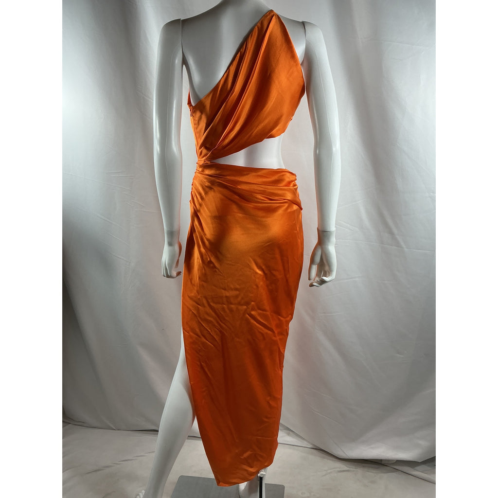 The Sei One Shoulder Orange Silk Cut Out Dress Size 4