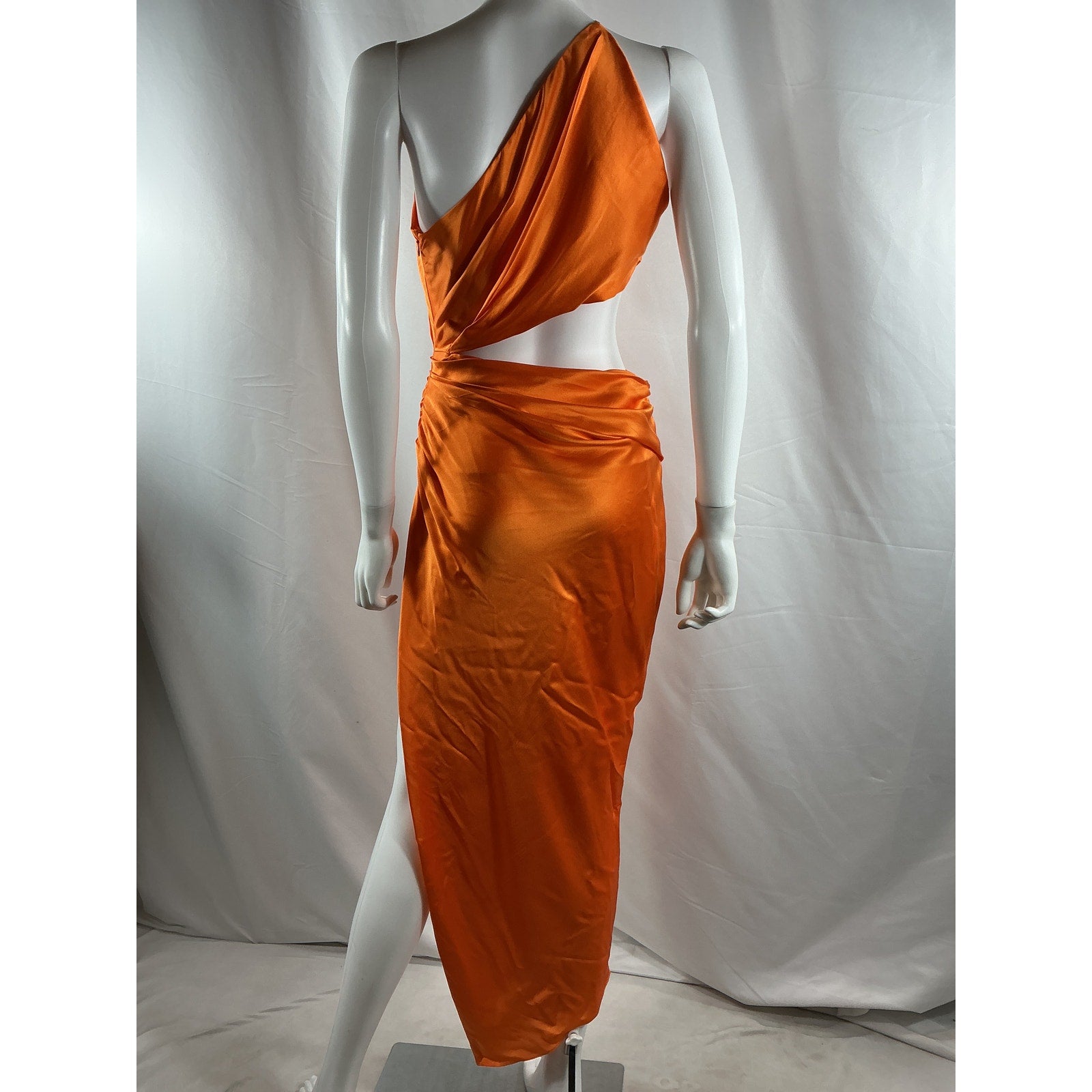 The Sei One Shoulder Orange Silk Cut Out Dress Size 4