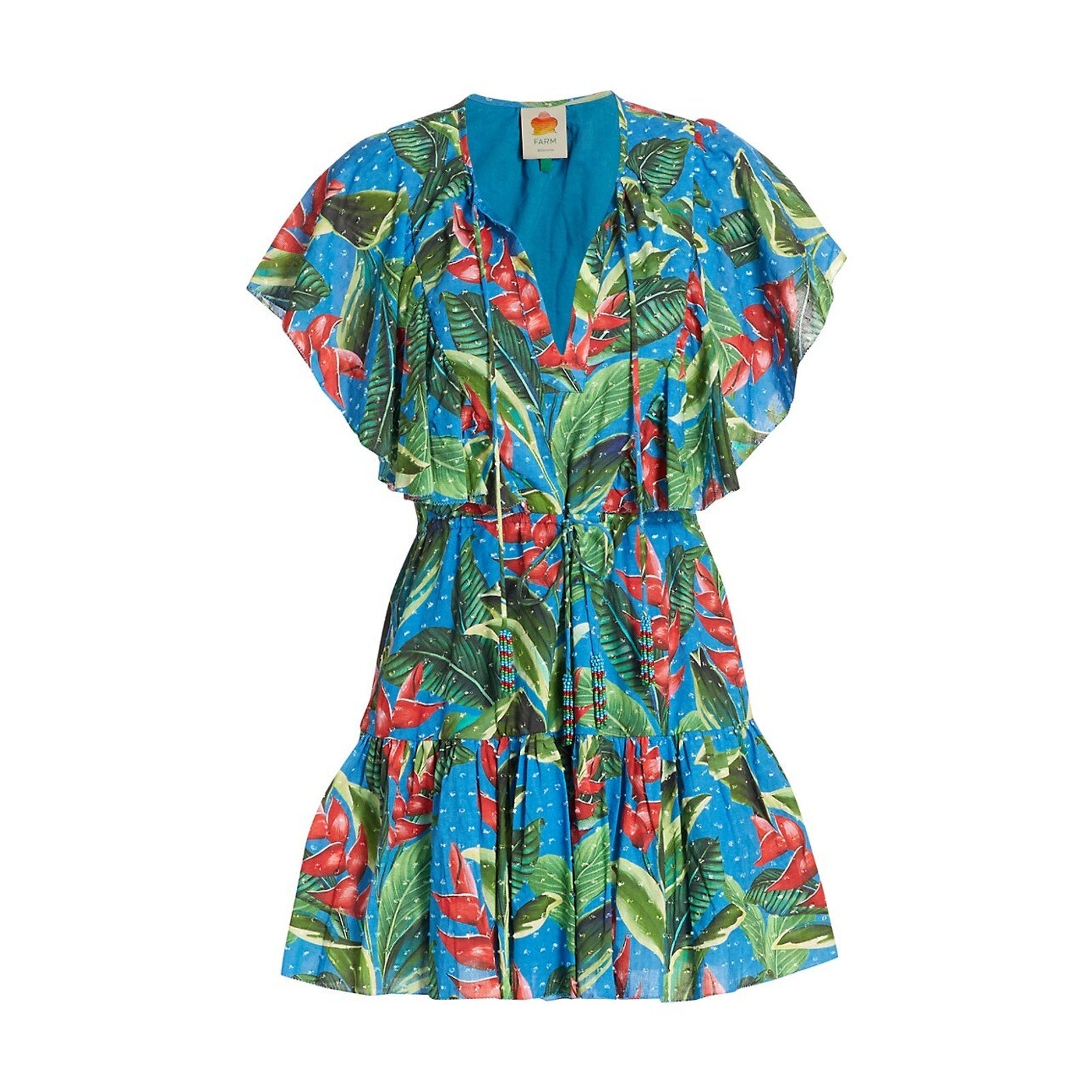 Farm Rio 'Dream Garden' Blue Mini A Line Dress Size XS