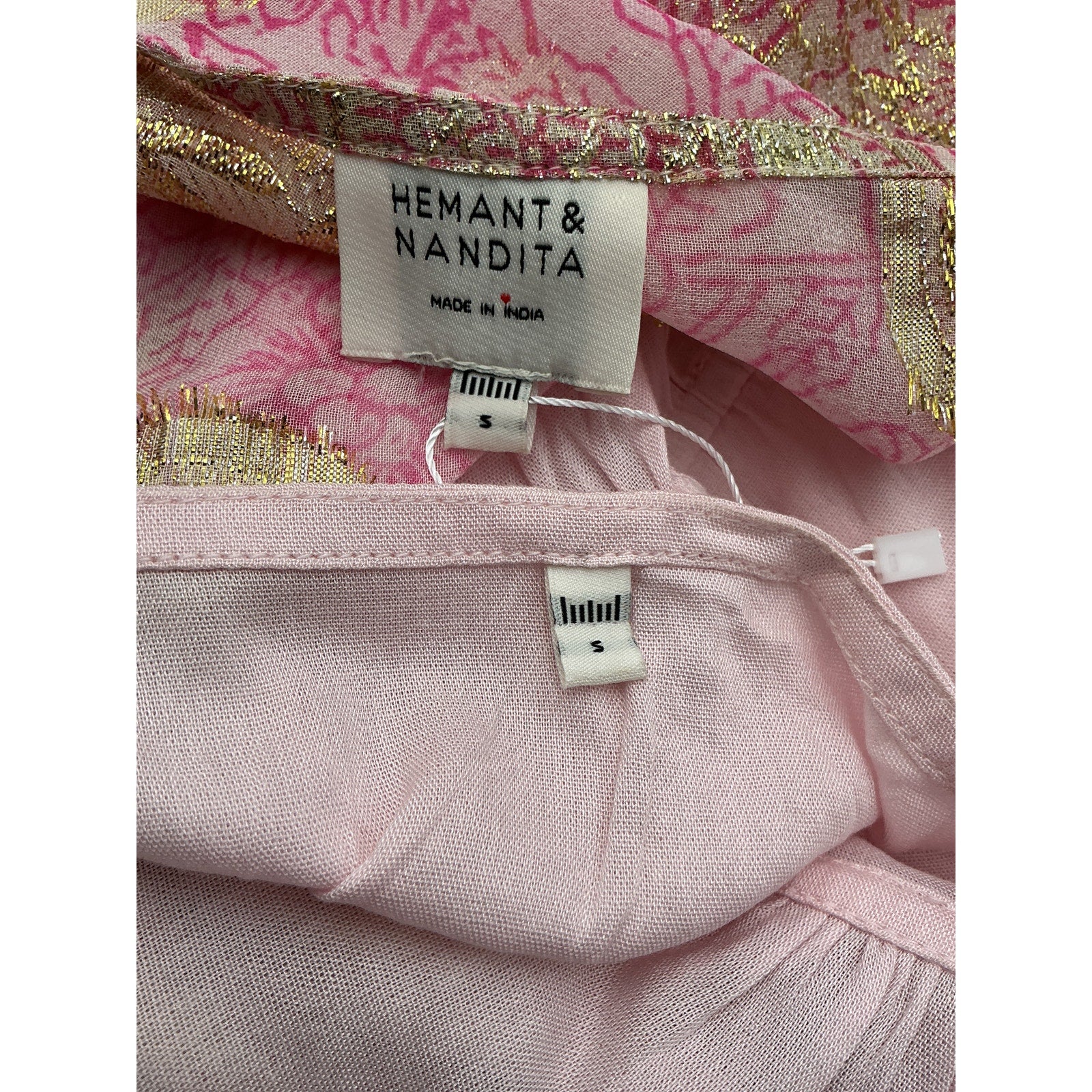 Hemant And Nandita 'Kaftan' Pink Viscose Dress Size S