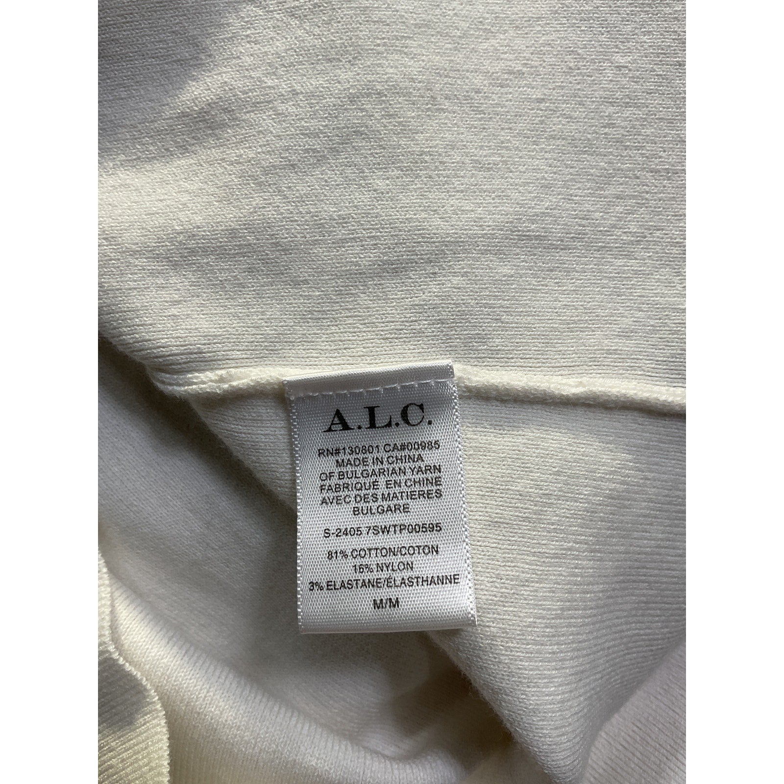 A.L.C. 'Janie' White Knit Short-Sleeve Top Size M