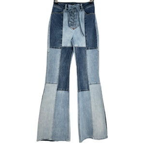 Afrm Patchwork Blue Astrid Denim Jeans Size 26
