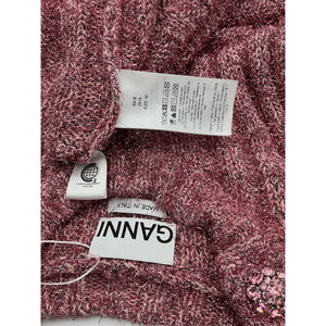 Ganni Metallic Pink Polyamide Knit Ribbed Vest Top Size M