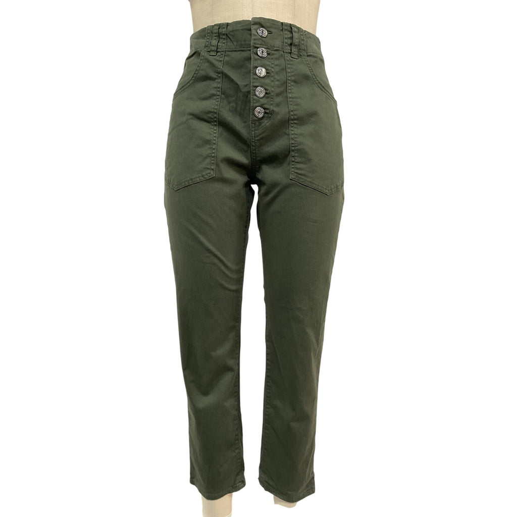 Veronica Beard 'Arya' Green Cotton Straight Leg Cargo Pants Size 28