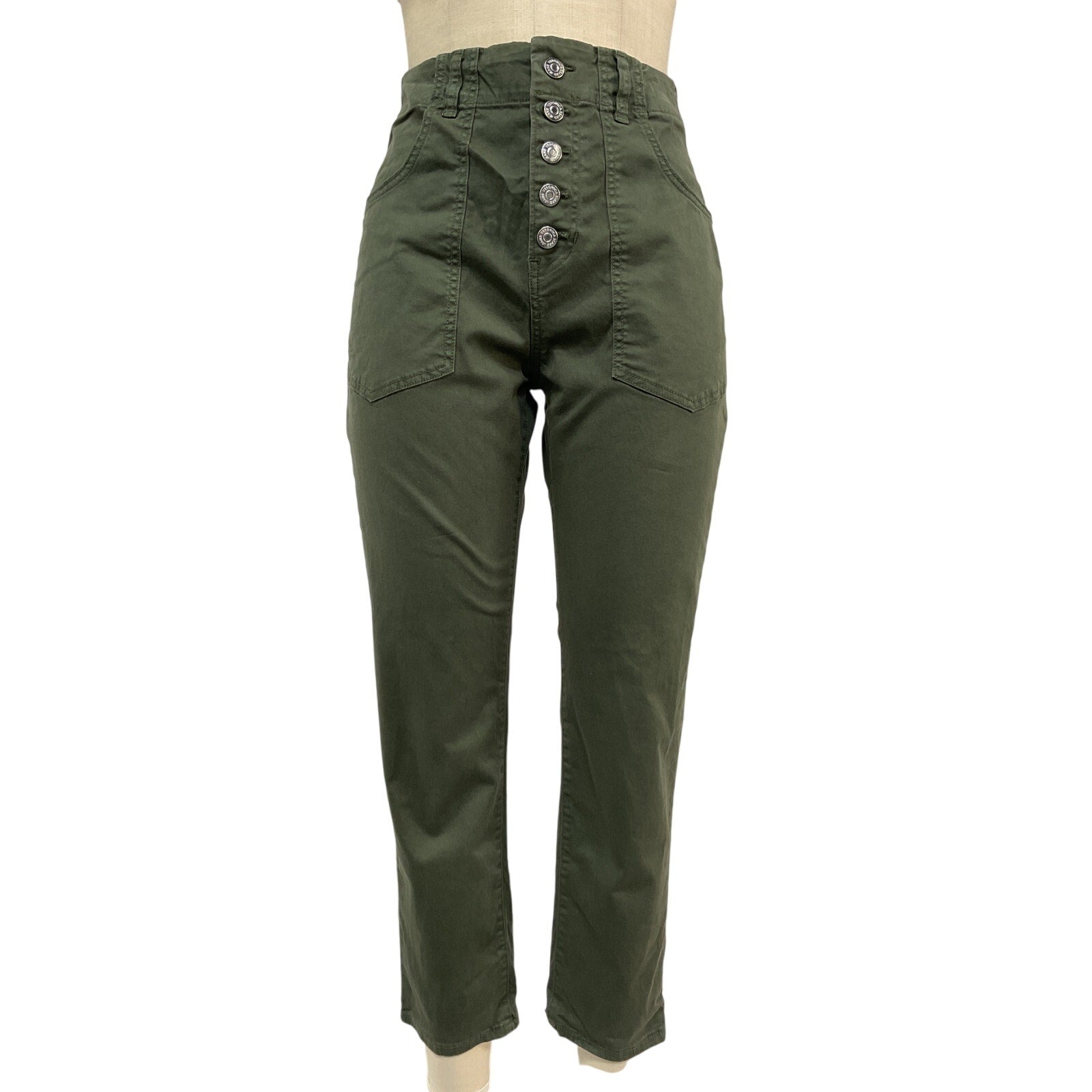 Veronica Beard 'Arya' Green Cotton Straight Leg Cargo Pants Size 28