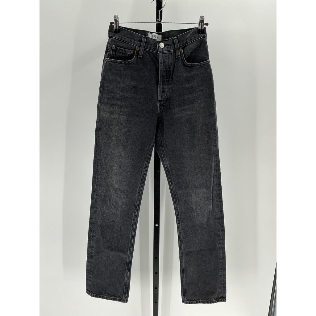 Agolde 'Lana' Black Cotton Straight Denim Jean Size 23