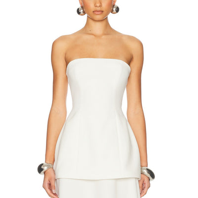 Helsa Structured Beige Heavy Crepe Tunic Top Size S