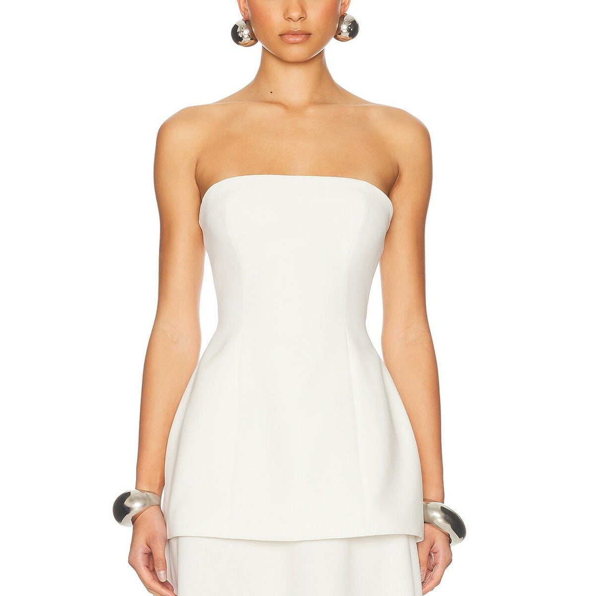 Helsa Structured Beige Heavy Crepe Tunic Top Size S