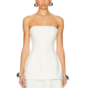 Helsa Structured Beige Heavy Crepe Tunic Top Size S