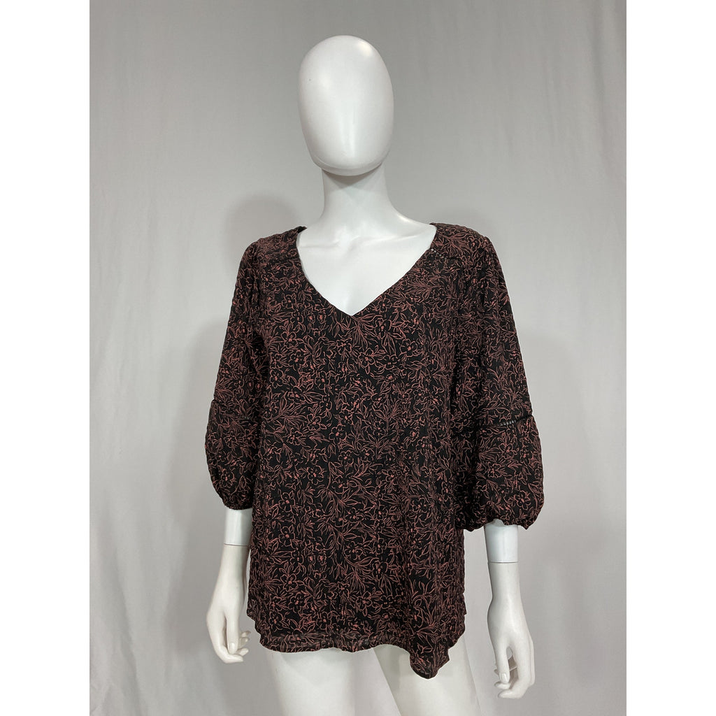 Hatch 'The Juliet' Black Floral Print Top Size 3