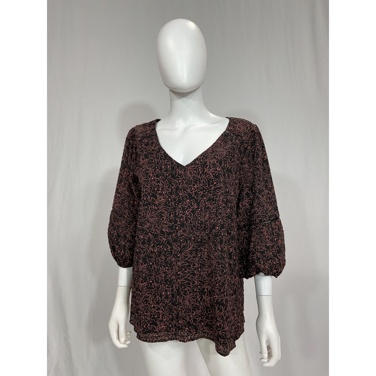 Hatch 'The Juliet' Black Floral Print Top Size 3
