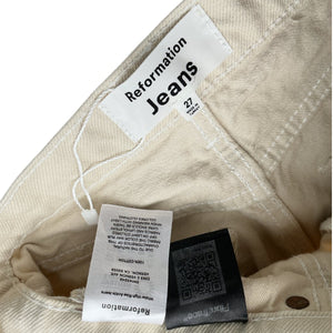Reformation Wide Leg Beige Wilder Denim Jeans Size 27