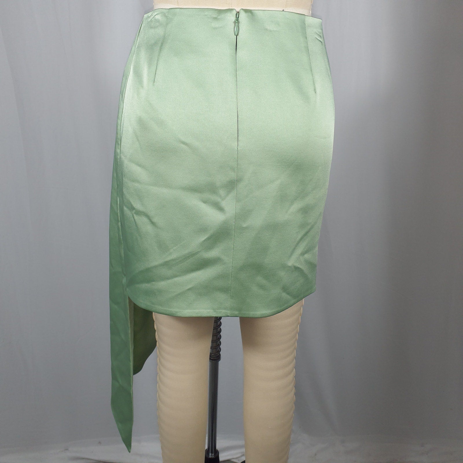 Simkhai 'Mae' Green Satin Draped Asymmetric Mini Skirt Size 2 - NWT