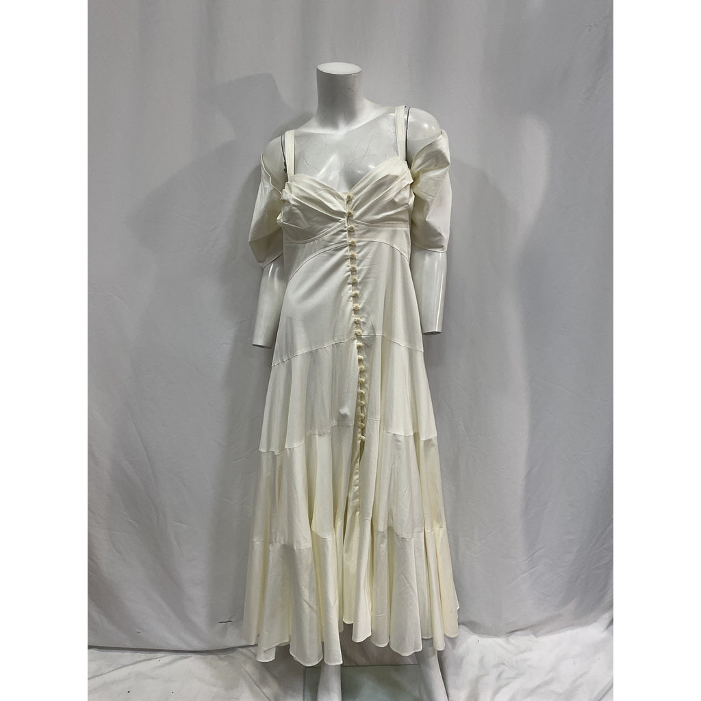 Cult Gaia 'Mina' White Cotton Cotton Poplin Midi Dress Size 12