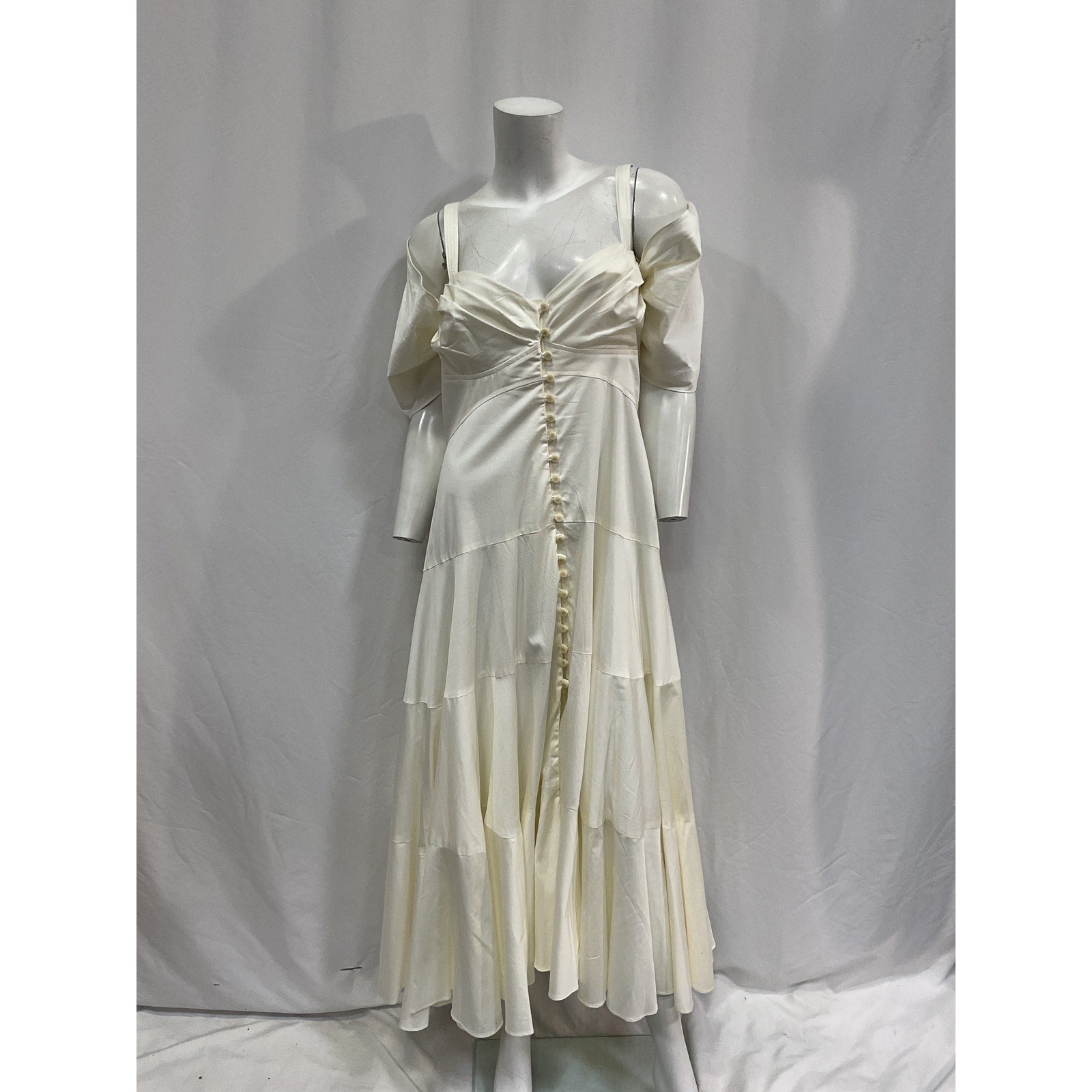 Cult Gaia 'Mina' White Cotton Cotton Poplin Midi Dress Size 12