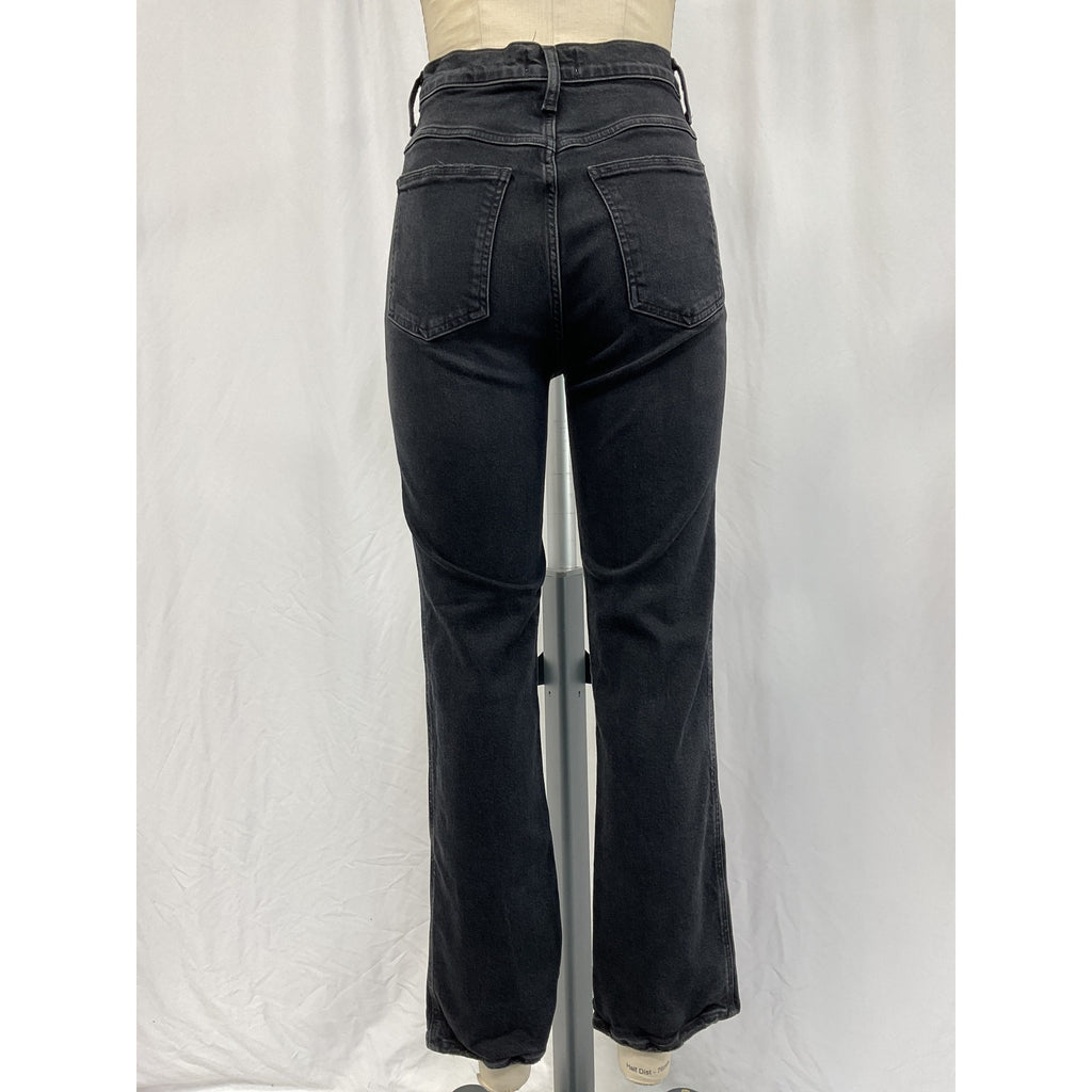 Agolde 'Pinch' Black Cotton Waist High Rise Kick Flare Jean Size 27
