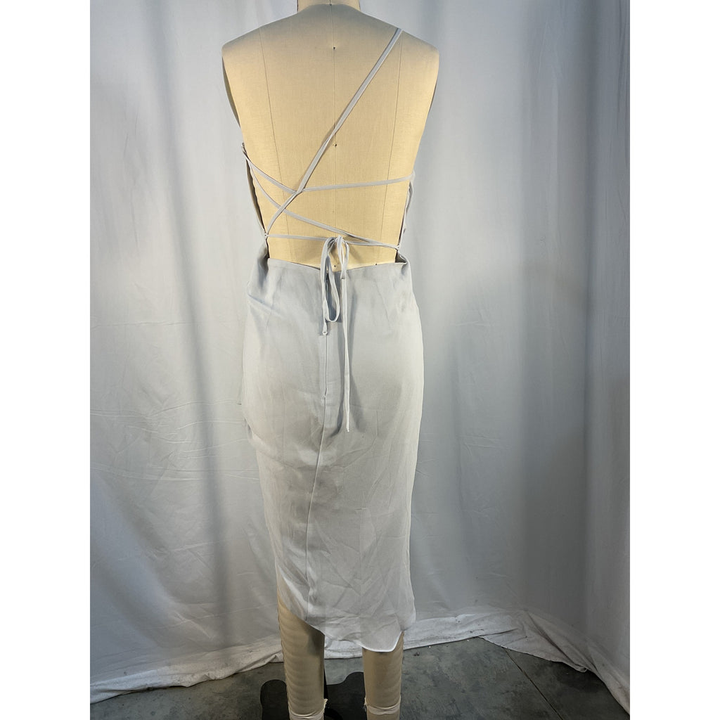 Michael Costello 'Alice' Blue Poly Midi Dress Size S