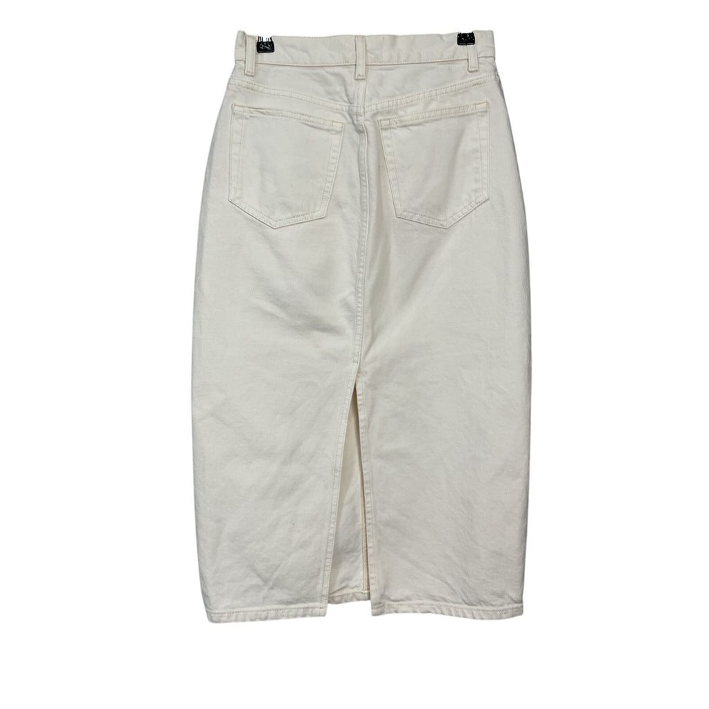 Reformation 'Jayde' Cream Cotton  High Rise Denim Midi Skirt Size 26