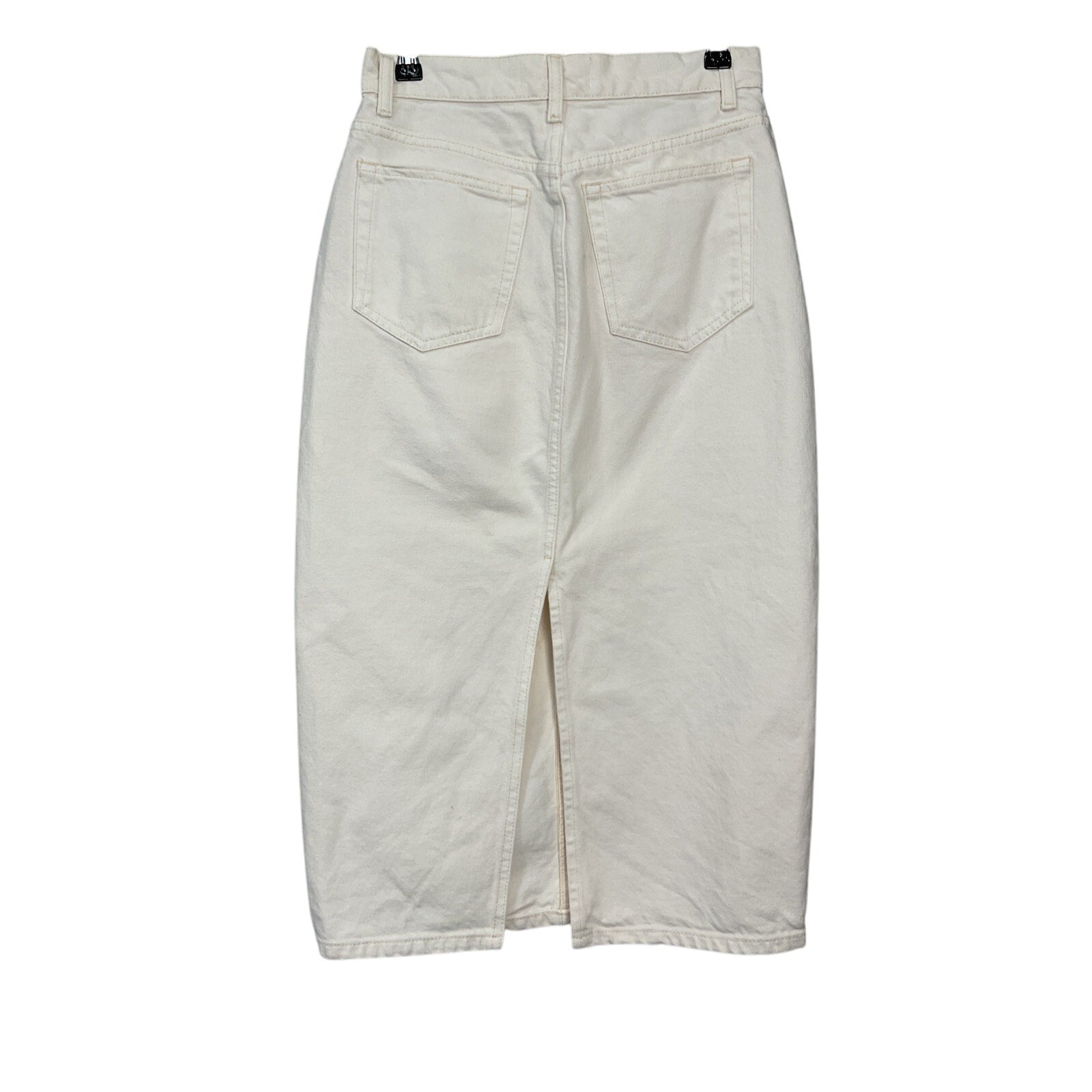 Reformation 'Jayde' Cream Cotton  High Rise Denim Midi Skirt Size 26