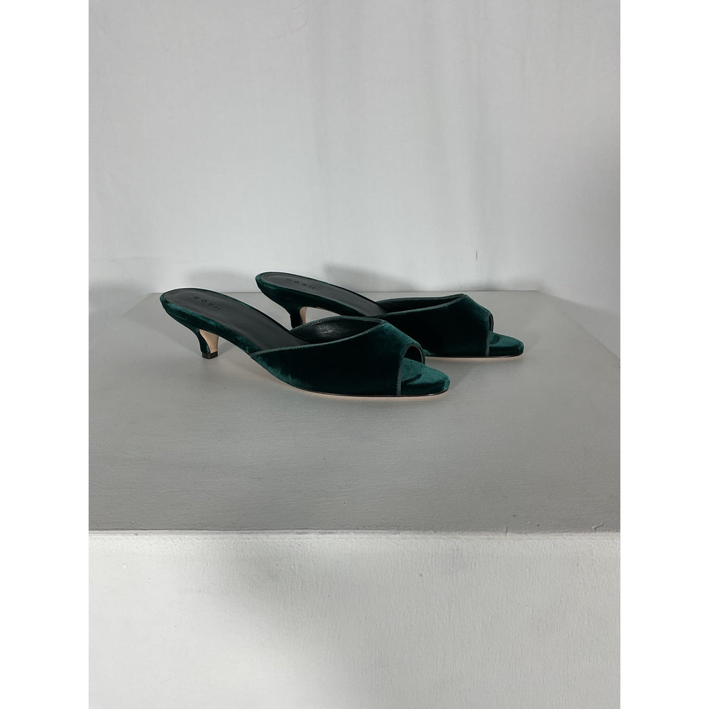 D�en 'Callie' Green Velvet Mule Size 40