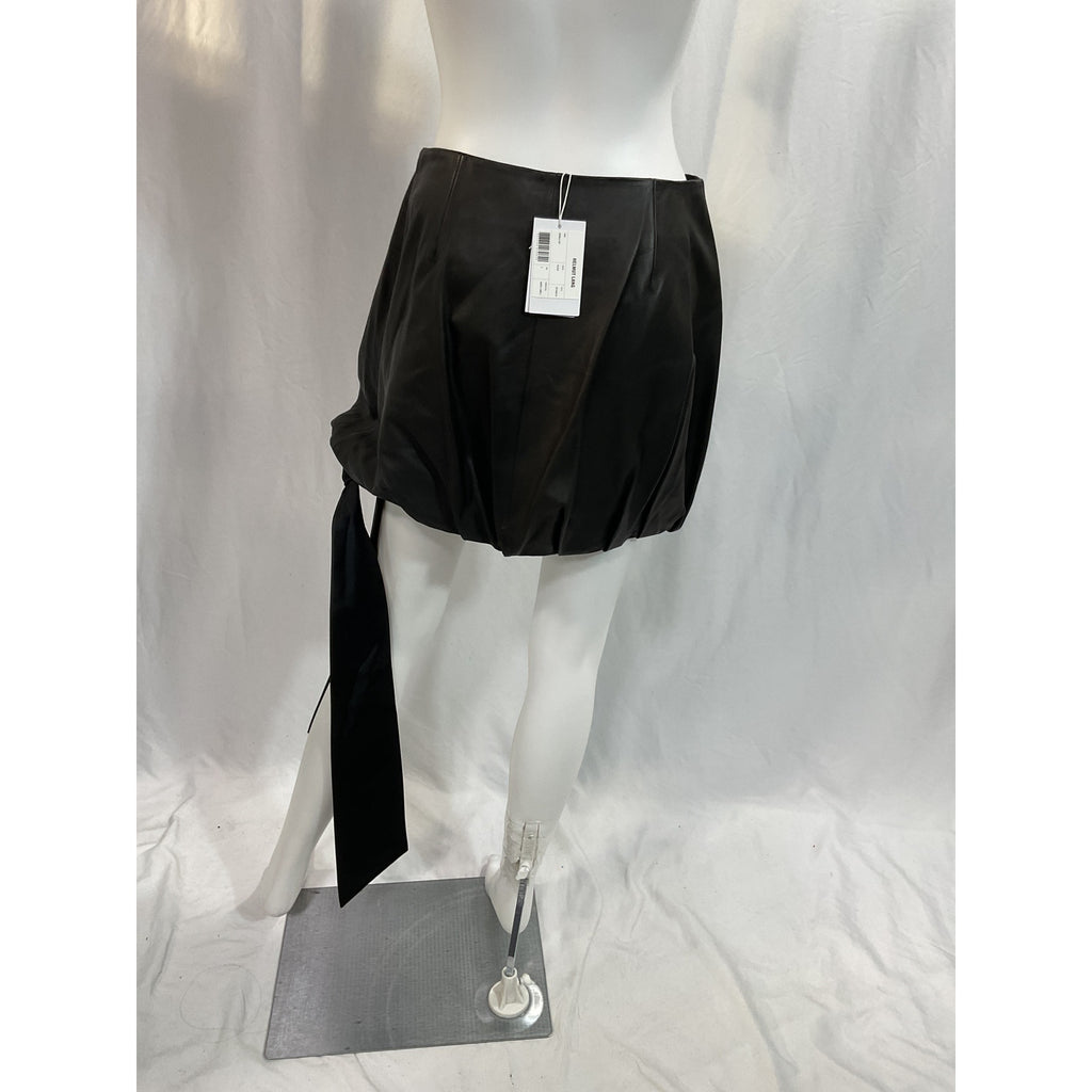 Helmut Lang Leather Black Nappa Leather Bubble Mini Skirt Size 0