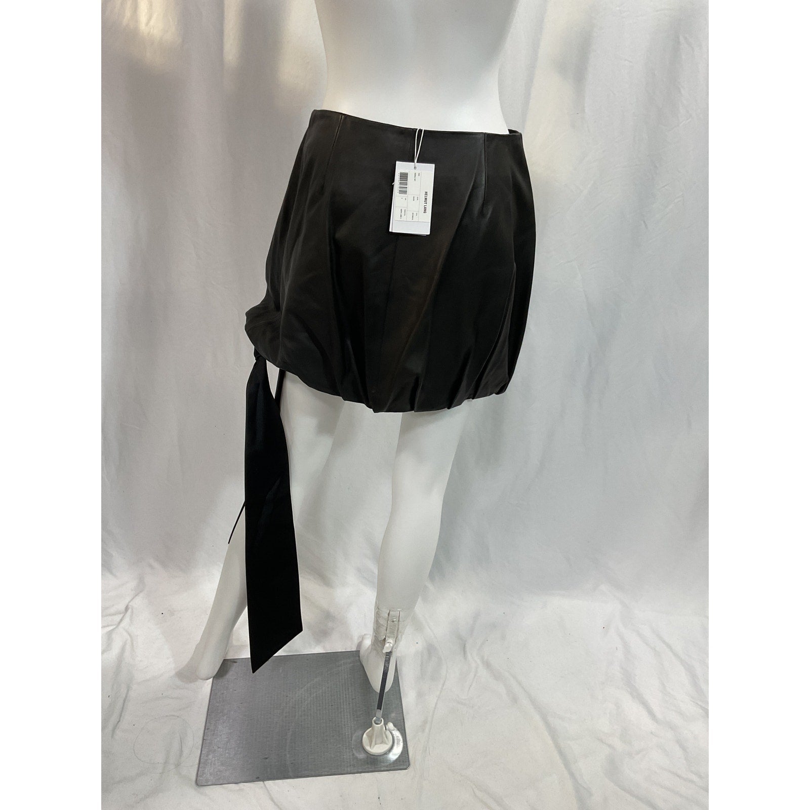 Helmut Lang Leather Black Nappa Leather Bubble Mini Skirt Size 0