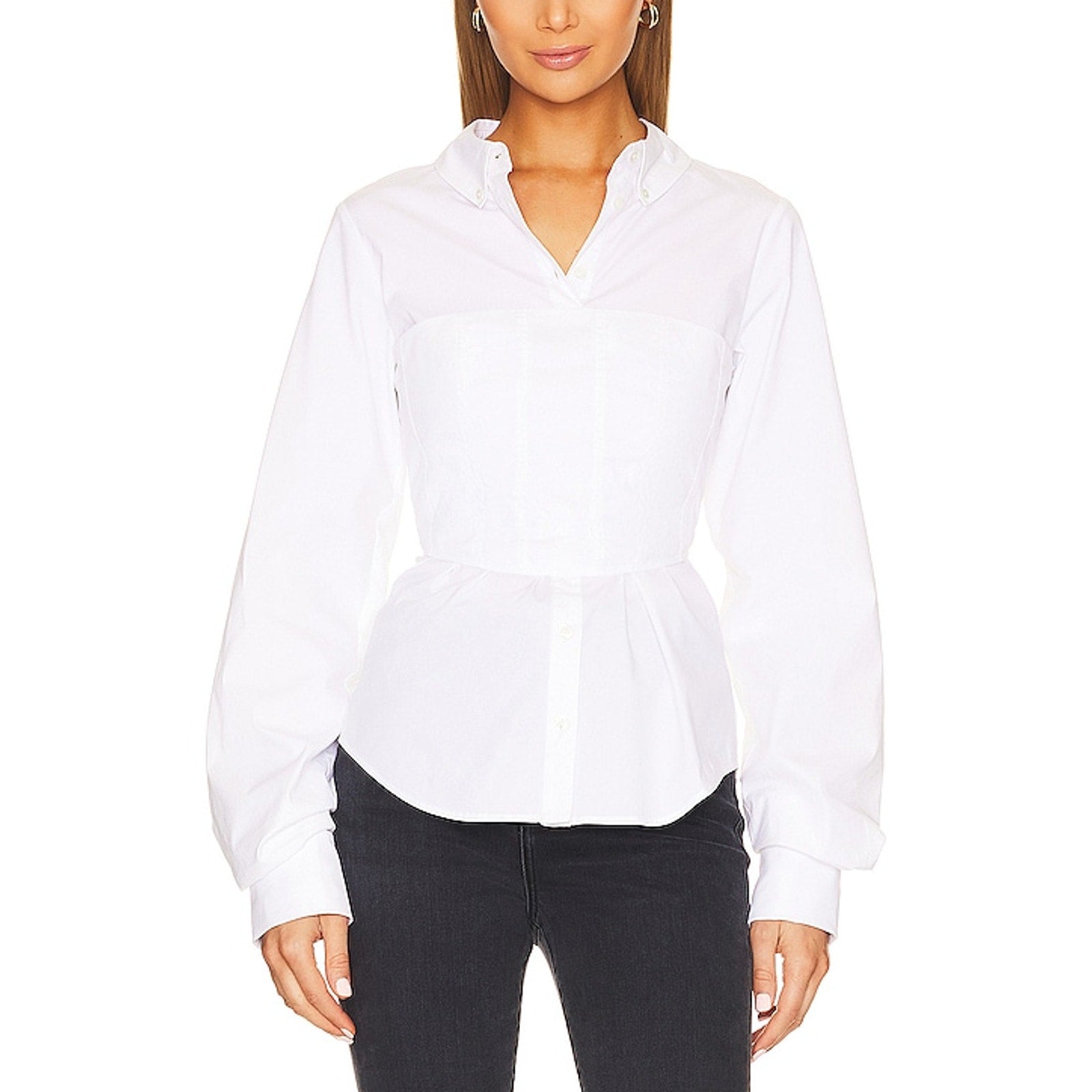 Veronica Beard 'Keora' White Cotton Poplin Top Size 2