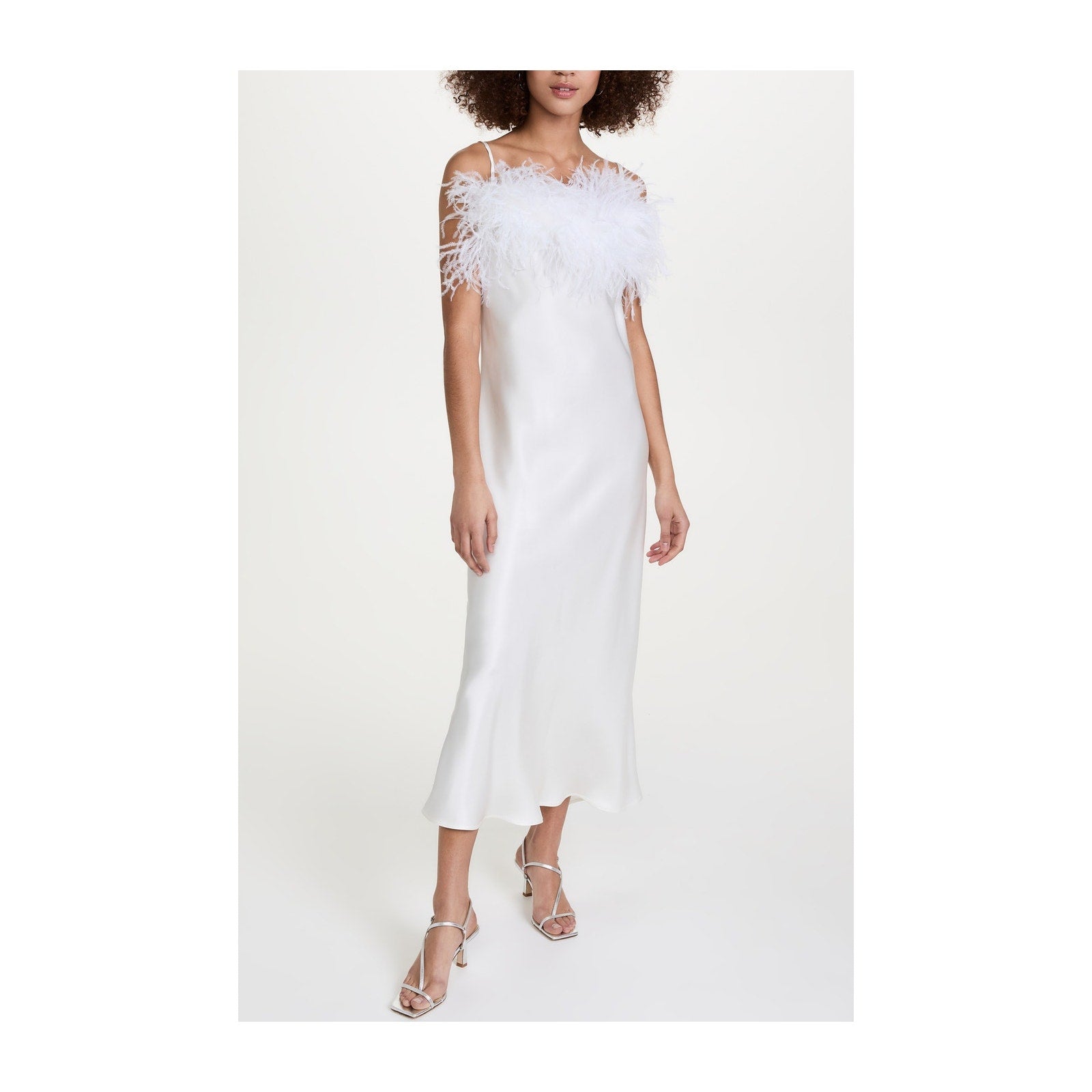Sleeper 'Boheme' White Rayon Slip Dress With Feathers Size XL