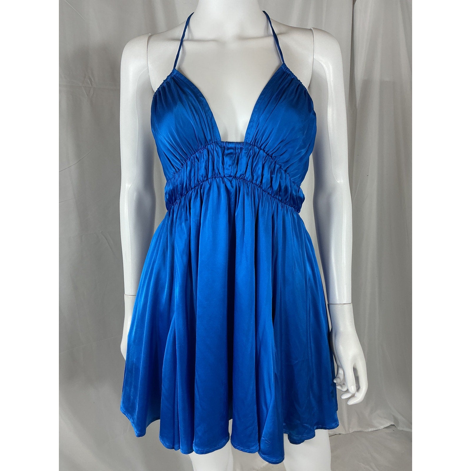 Michael Costello x Revolve 'Zayla' Blue Viscose Mini Dress Size M