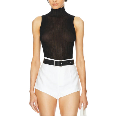 Helsa Ribbed Black Molly Sleeveless Top Size L