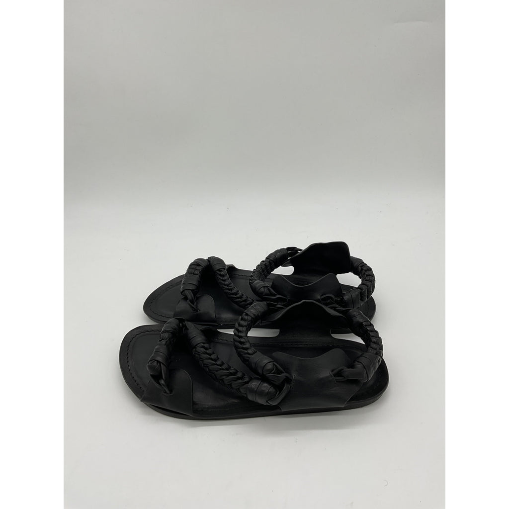 Jil Sander 'Braided' Black Leather Sandals Size 8
