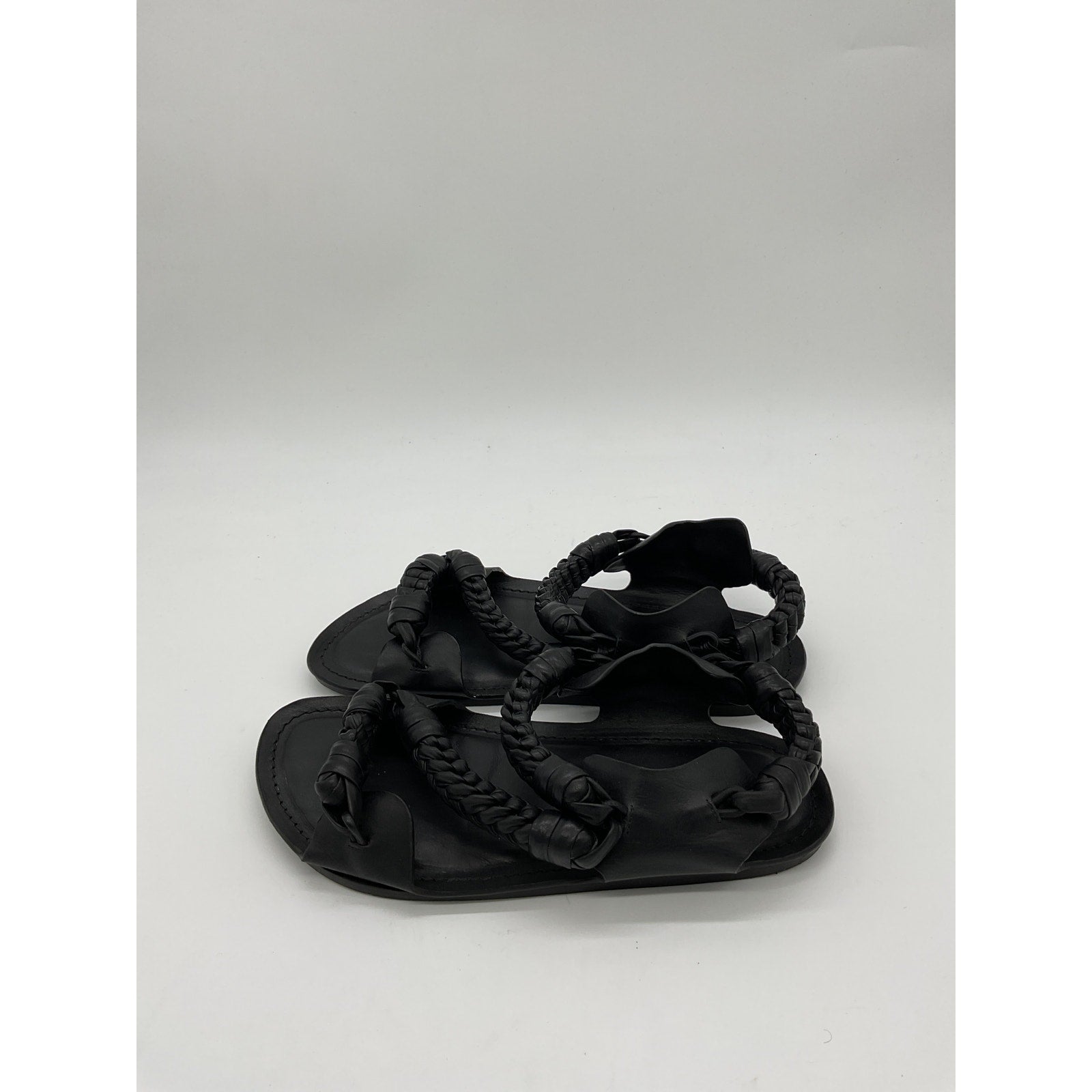 Jil Sander 'Braided' Black Leather Sandals Size 8