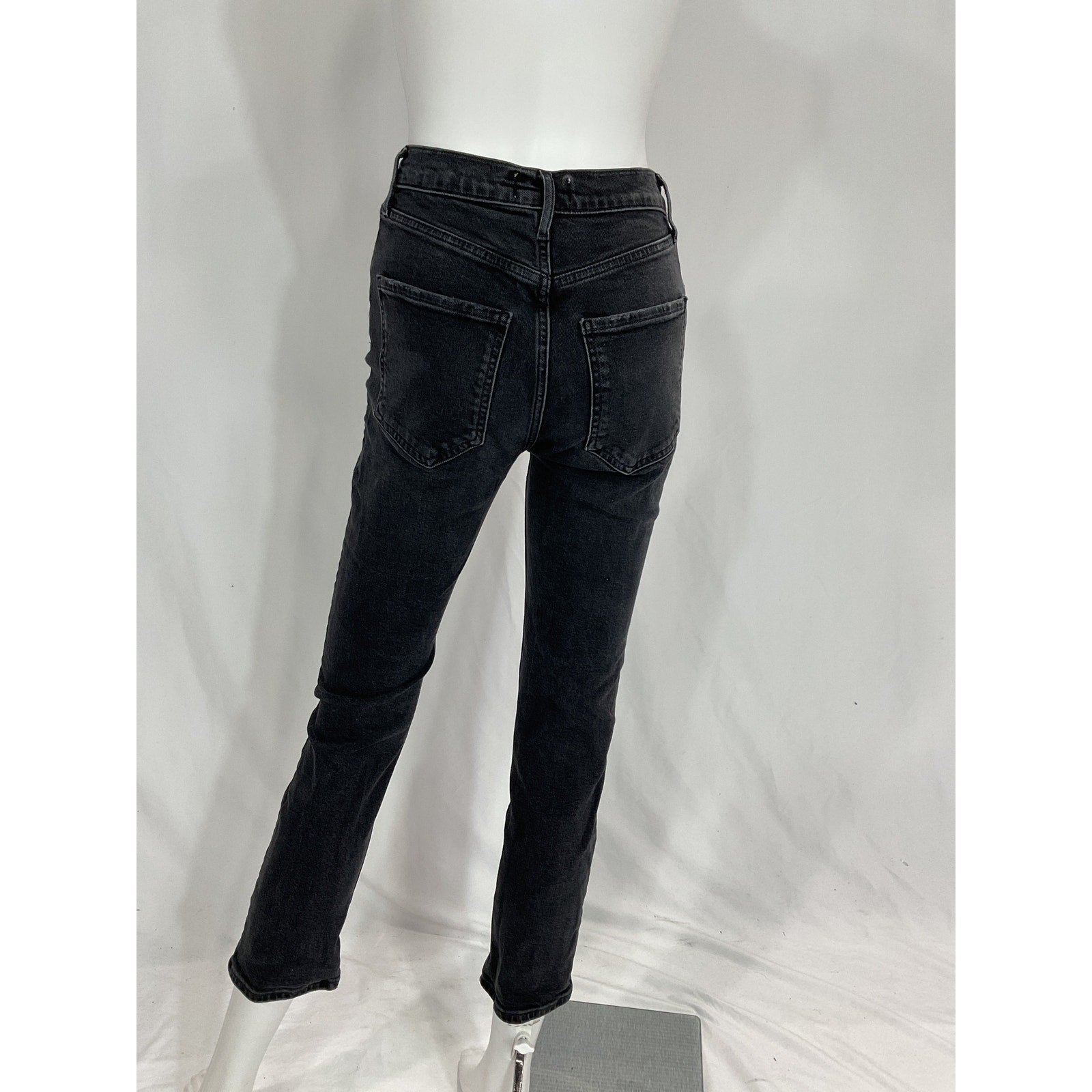 Agolde 'Riley' Black High Rise Straight Crop Denim Jean Size 26