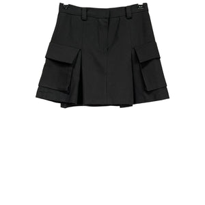 The Frankie Shop 'Audrey' Black Pleated Cotton-Twill Mini Skirt Size XS