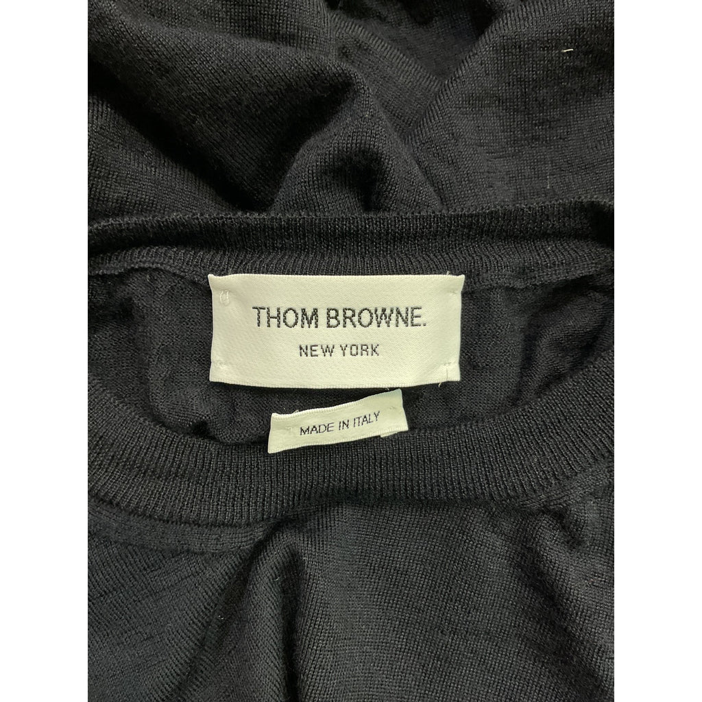 Thom Browne Navy Merino Wool 4-Bar Sweater Size M