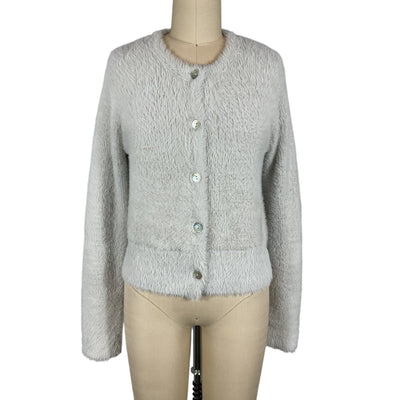 Vince Textured Light Birch Stone Eyelash Cardigan Sweater Size S